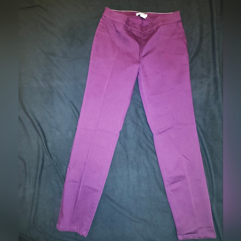 NWT Orvis Ladies Size 4 Burgundy Plum Stretch Pull On Jeans Pants Designer New